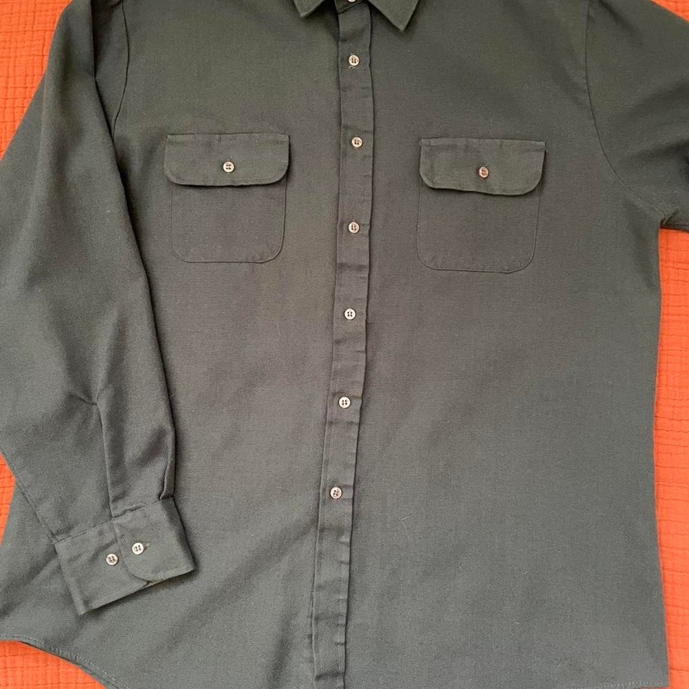 Great Land Sportswear Olive green vintage button-up shirt L